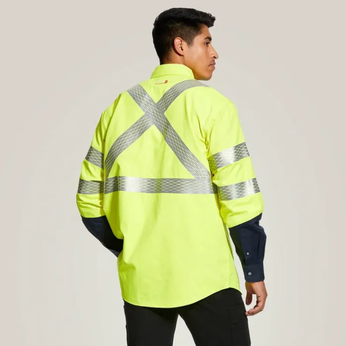 Button Down Shirts Men Ariat FR HiVis Work Shirt Hivis Yellow Button Down Shirts Men Ariat FR HiVis Work Shirt Hivis Yellow