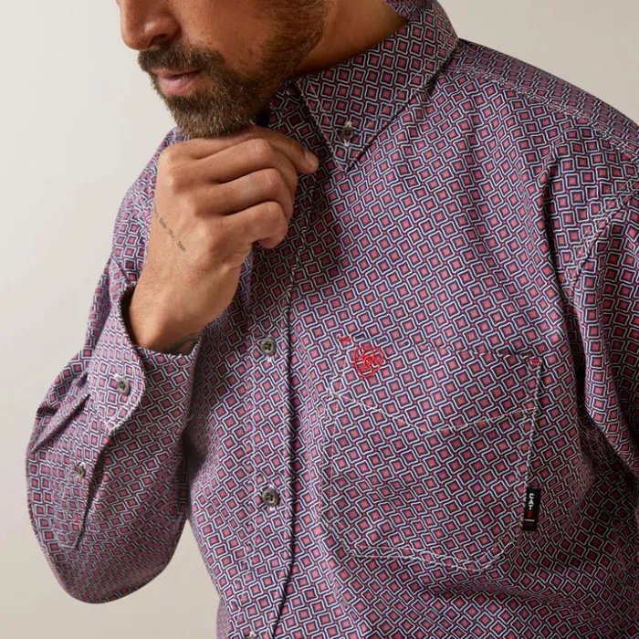 Button Down Shirts Men Ariat FR Ranger Logo Work Shirt Brick Red Button Down Shirts Men Ariat FR Ranger Logo Work Shirt Brick Red