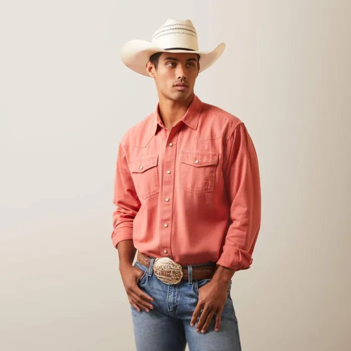 Button Down Shirts Men Ariat Jurlington Retro Fit Shirt Faded Brick