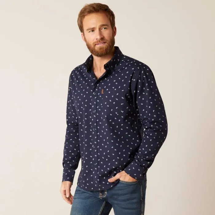 Button Down Shirts Men Ariat Marco Stretch Modern Fit Shirt Blue