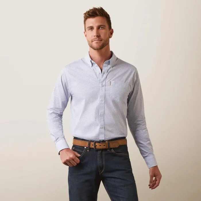 Button Down Shirts Men Ariat Medallion Stretch Modern Fit Shirt White
