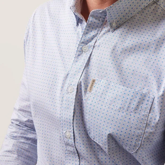 Button Down Shirts Men Ariat Medallion Stretch Modern Fit Shirt White