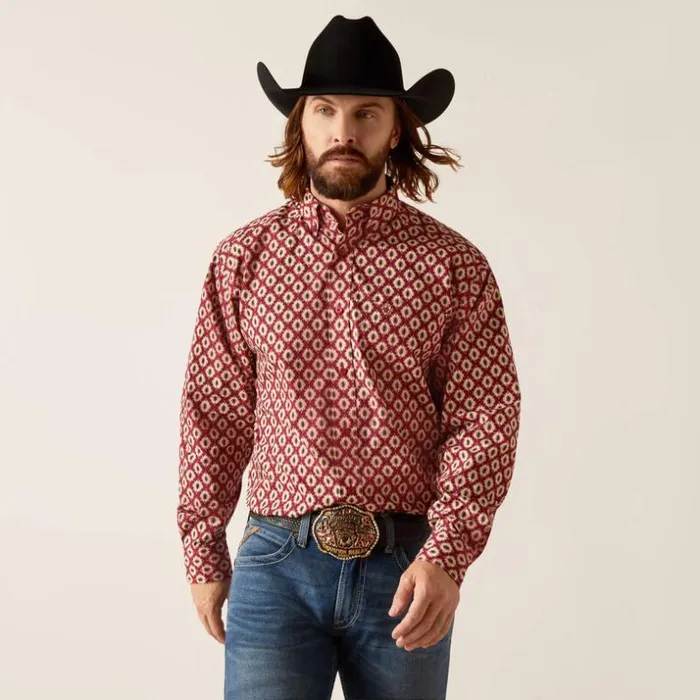 Button Down Shirts Men Ariat Nevil Classic Fit Shirt Tibetan Red