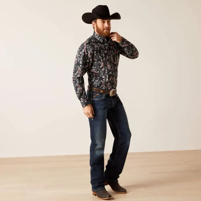 Button Down Shirts Men Ariat Norward Fitted Shirt Blackblack
