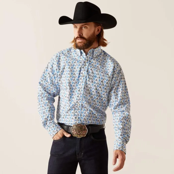 Button Down Shirts Men Ariat Peerce Classic Fit Shirt White