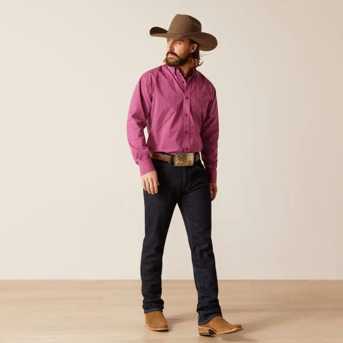 Button Down Shirts Men Ariat Pro Series Ervin Classic Fit Shirt Magenta Purple