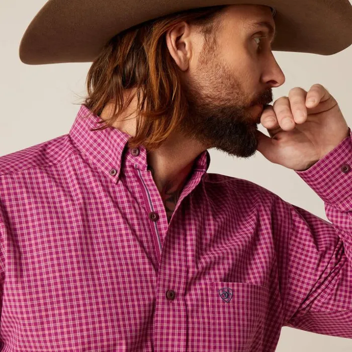 Button Down Shirts Men Ariat Pro Series Ervin Classic Fit Shirt Magenta Purple
