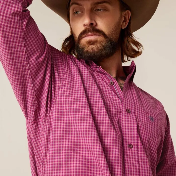 Button Down Shirts Men Ariat Pro Series Ervin Classic Fit Shirt Magenta Purple