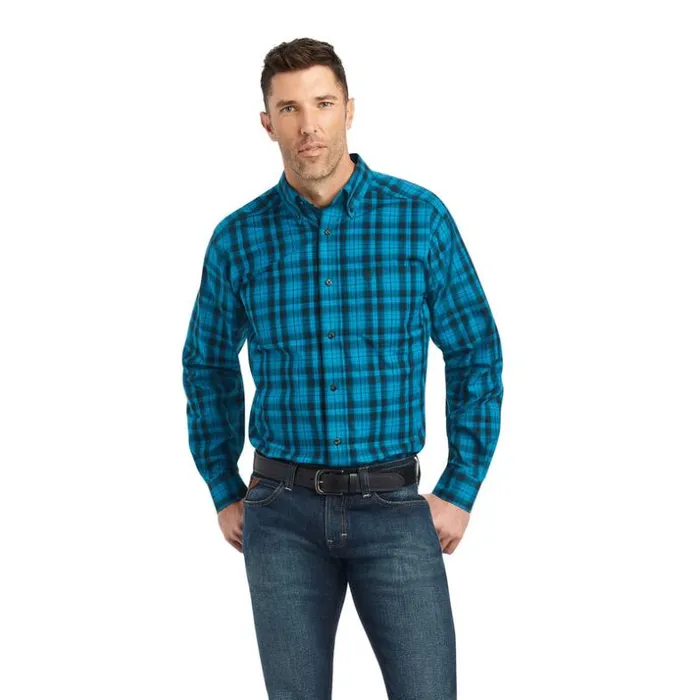 Button Down Shirts Men Ariat Pro Series Kingston Fitted Shirt Ocean Depths