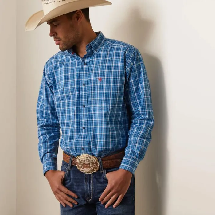 Button Down Shirts Men Ariat Pro Series Leyton Classic Fit Shirt Light Blue