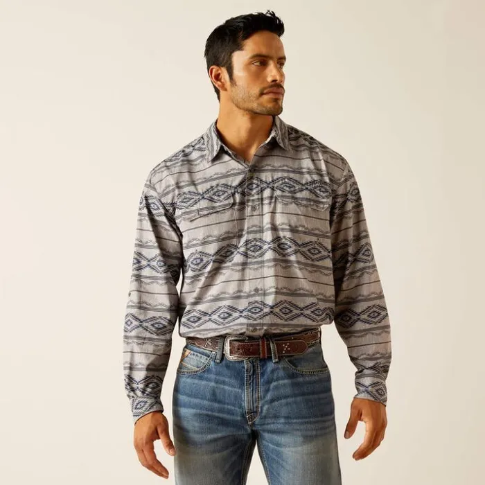 Button Down Shirts Men Ariat VentTEK Outbound Classic Fit Shirt Moon Mist