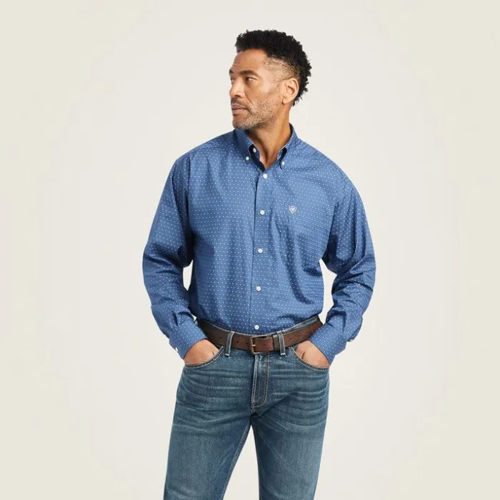 Button Down Shirts Men Ariat Wrinkle Free Eaden Classic Fit Shirt True Navy