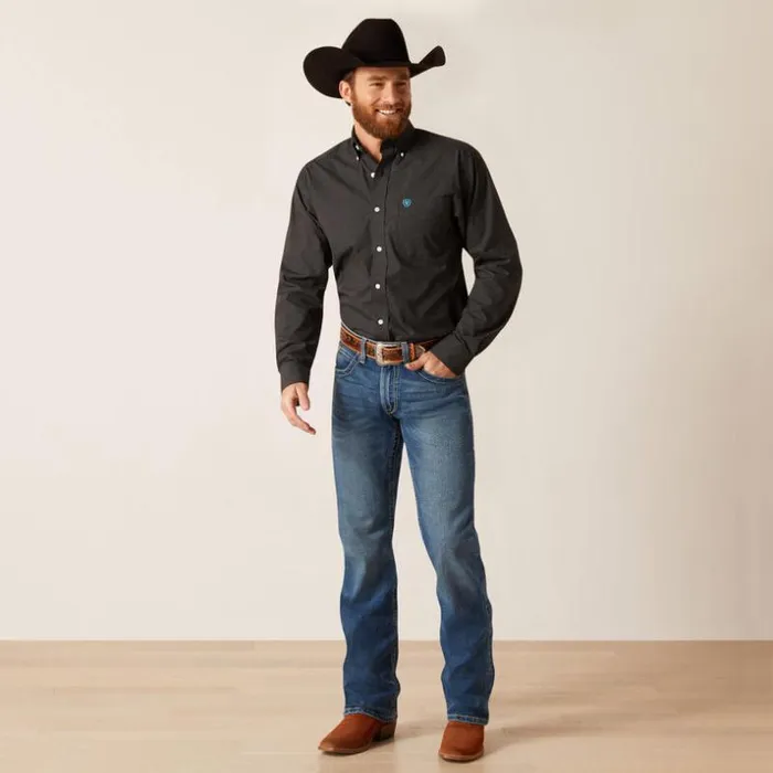 Button Down Shirts Men Ariat Wrinkle Free Gian Fitted Shirt Black Button Down Shirts Men Ariat Wrinkle Free Gian Fitted Shirt Black