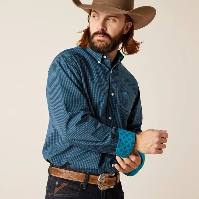 Button Down Shirts Men Ariat Wrinkle Free Greyson Classic Fit Shirt Indochine Blue