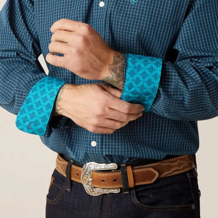 Button Down Shirts Men Ariat Wrinkle Free Greyson Classic Fit Shirt Indochine Blue