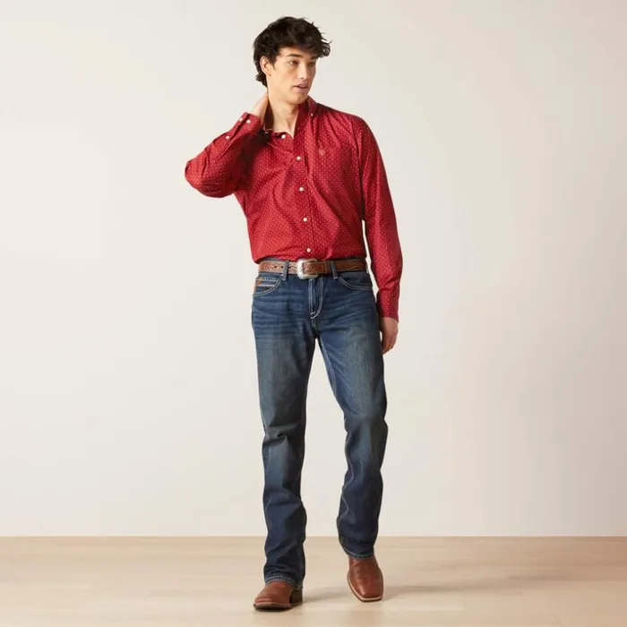 Button Down Shirts Men Ariat Wrinkle Free Kaisen Classic Fit Shirt Biking Red Button Down Shirts Men Ariat Wrinkle Free Kaisen Classic Fit Shirt Biking Red