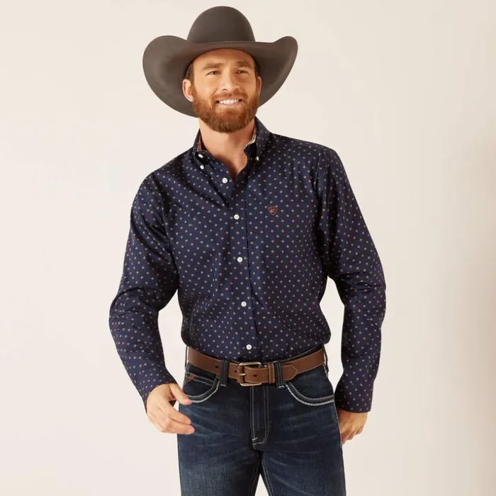 Button Down Shirts Men Ariat Wrinkle Free Kaiser Classic Fit Shirt Darkest Indigo