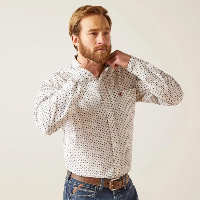 Button Down Shirts Men Ariat Wrinkle Free Kashton Fitted Shirt White Sand