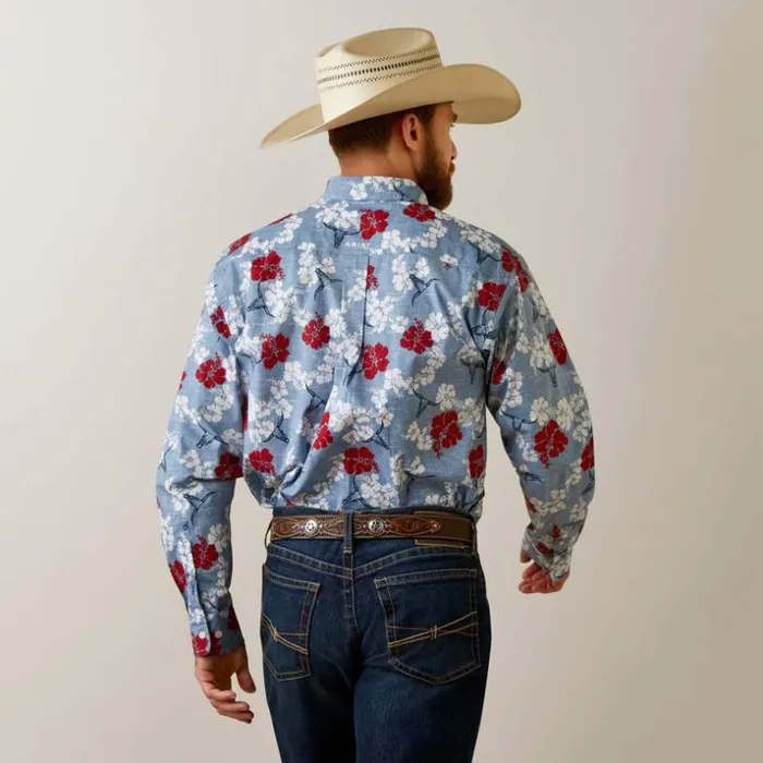 Button Down Shirts Men Ariat Wrinkle Resist Red White And Blue Pareau Western Aloha Stretch Classic Fit Shirt Chambray Blue Button Down Shirts Men Ariat Wrinkle Resist Red White And Blue Pareau Western Aloha Stretch Classic Fit Shirt Chambray Blue