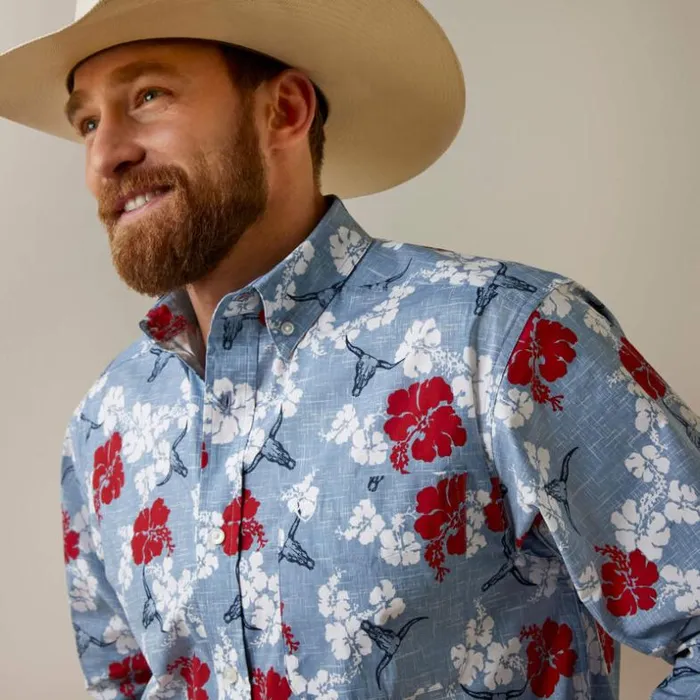 Button Down Shirts Men Ariat Wrinkle Resist Red White And Blue Pareau Western Aloha Stretch Classic Fit Shirt Chambray Blue Button Down Shirts Men Ariat Wrinkle Resist Red White And Blue Pareau Western Aloha Stretch Classic Fit Shirt Chambray Blue