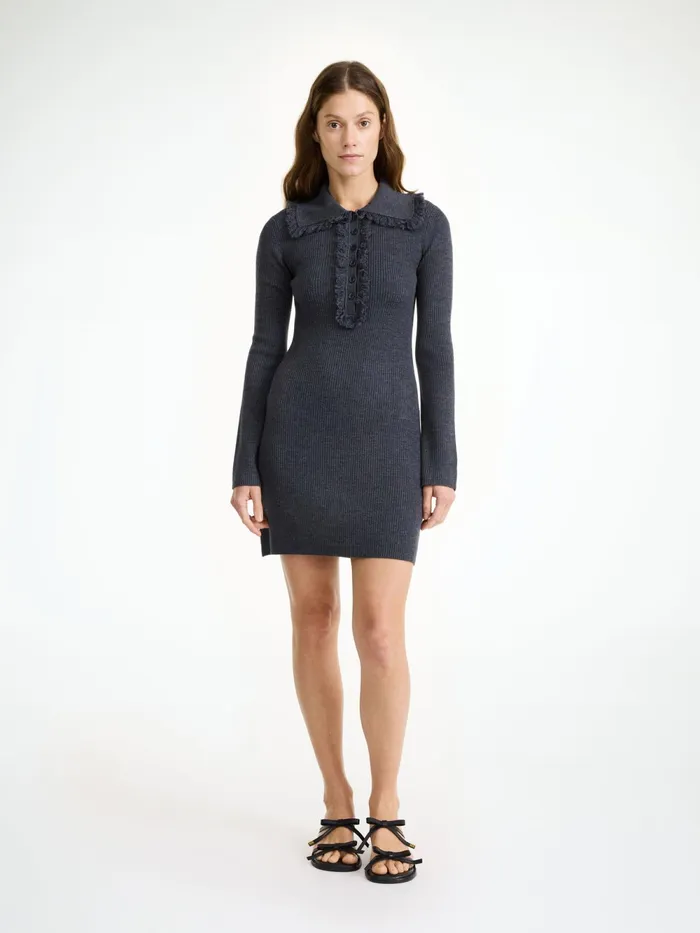 By Malene Birger Knitwear Women Tonai Merino Wool Dress Jet Grey