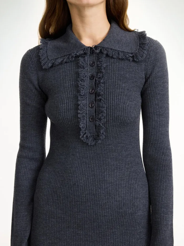 By Malene Birger Knitwear Women Tonai Merino Wool Dress Jet Grey