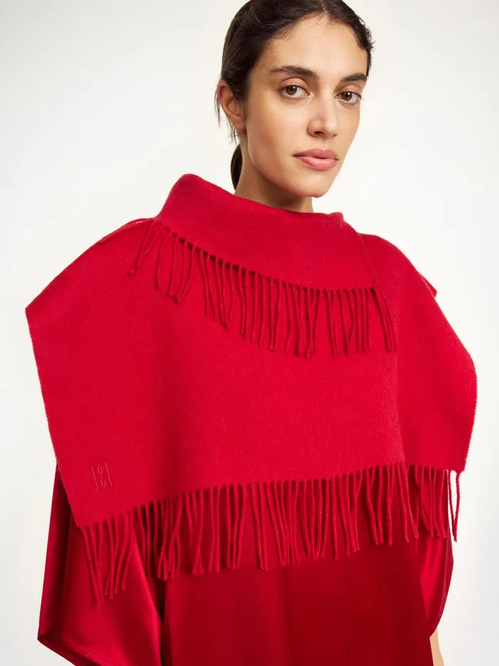 By Malene Birger Scarves Women Turtla Wool Fringe Bib Dark Chilli