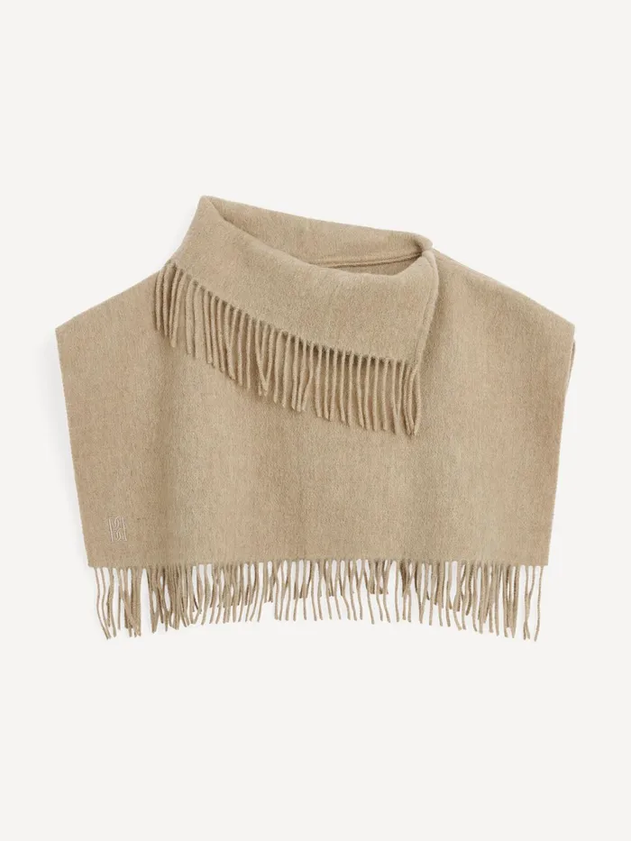 By Malene Birger Scarves Women Turtla Wool Fringe Bib Grey Brown Melange