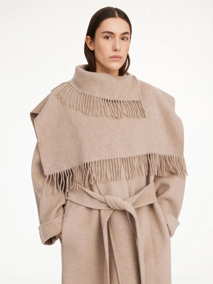By Malene Birger Scarves Women Turtla Wool Fringe Bib Grey Brown Melange