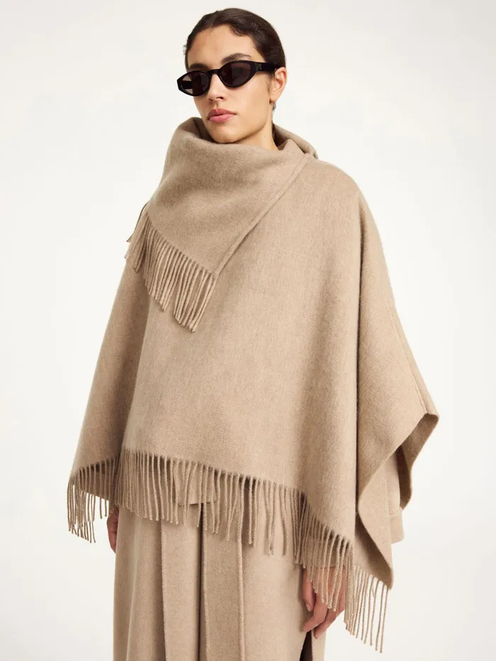 By Malene Birger Scarves Women Turtma Wool Poncho Grey Brown Melange