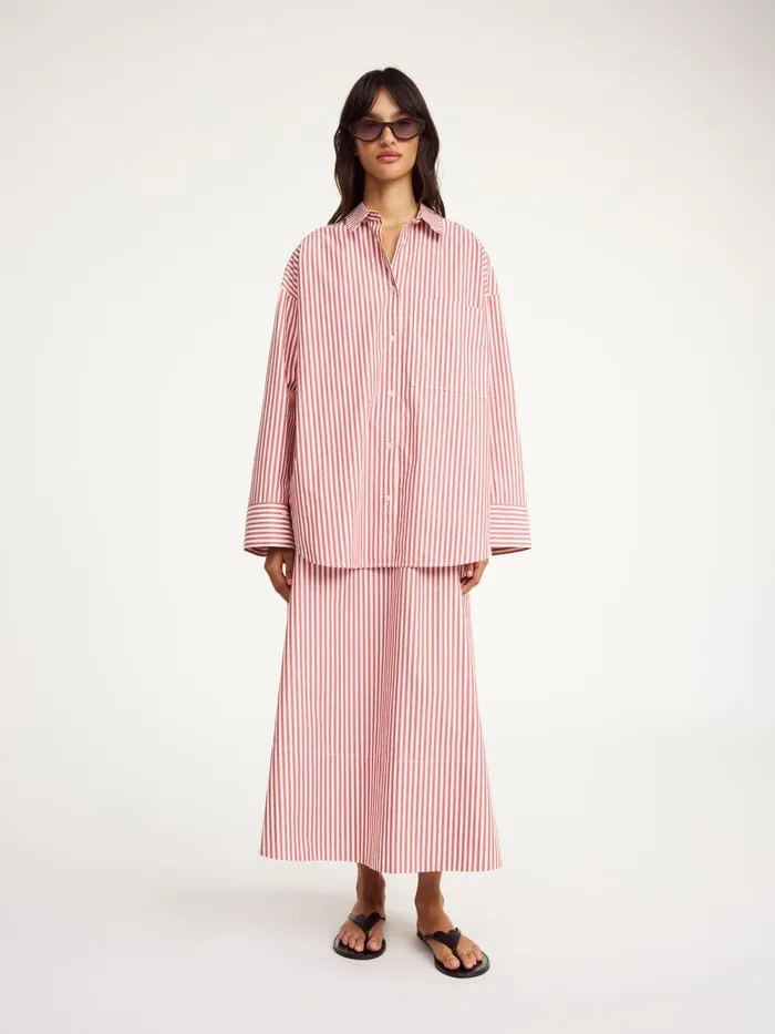 By Malene Birger Shirts Women Derris Organic Cotton Shirt Red White Stripes