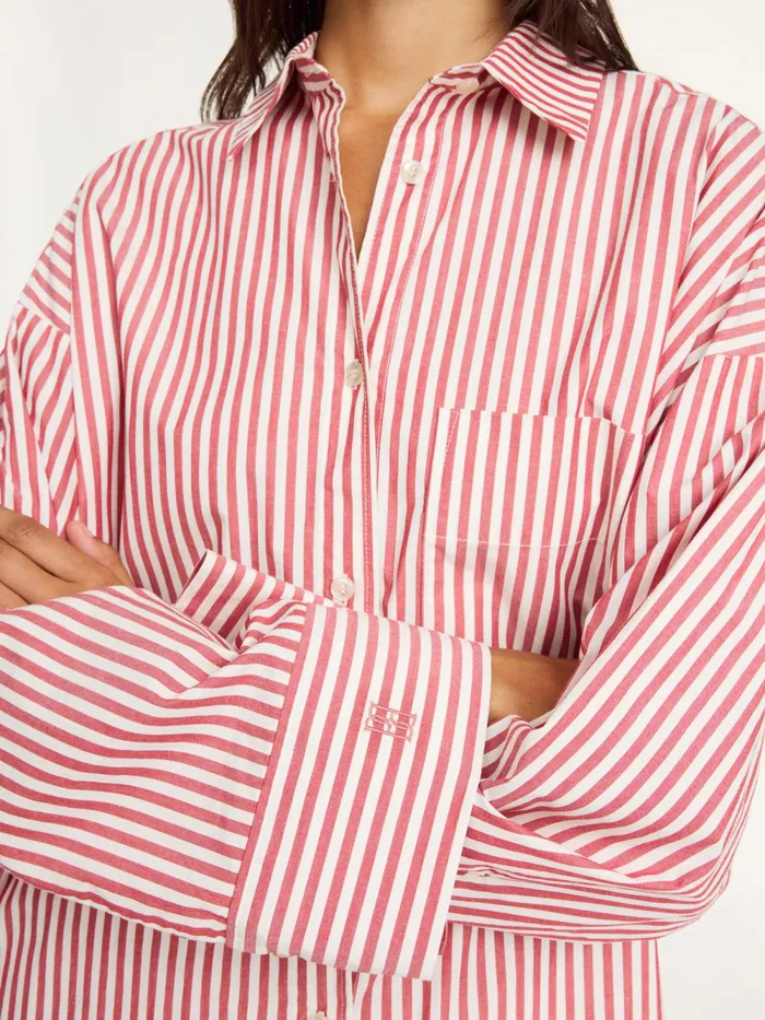 By Malene Birger Shirts Women Derris Organic Cotton Shirt Red White Stripes