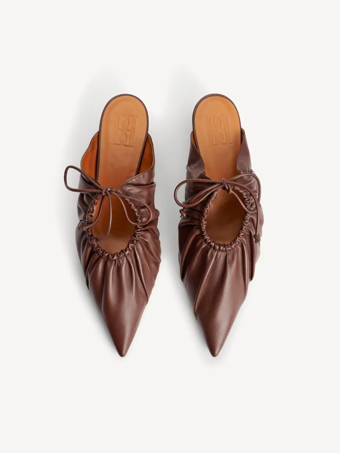 By Malene Birger Shoes Women Masey Leather Mules Dark Mahogany