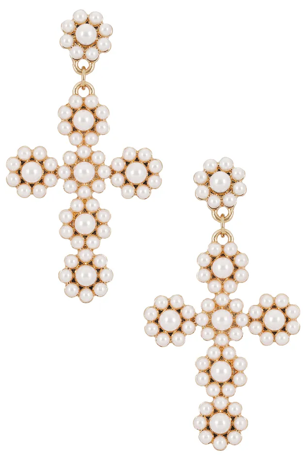 Candace Cross Earrings Ivory Women Lovers and Friends Jewelry