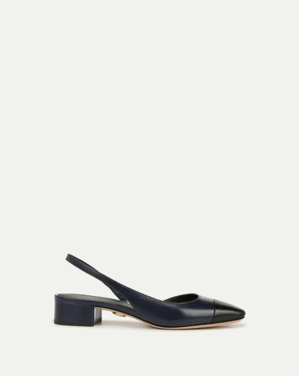 Cecile Leather CapToe Slingback Navyandblack Women Veronica Beard Shoes