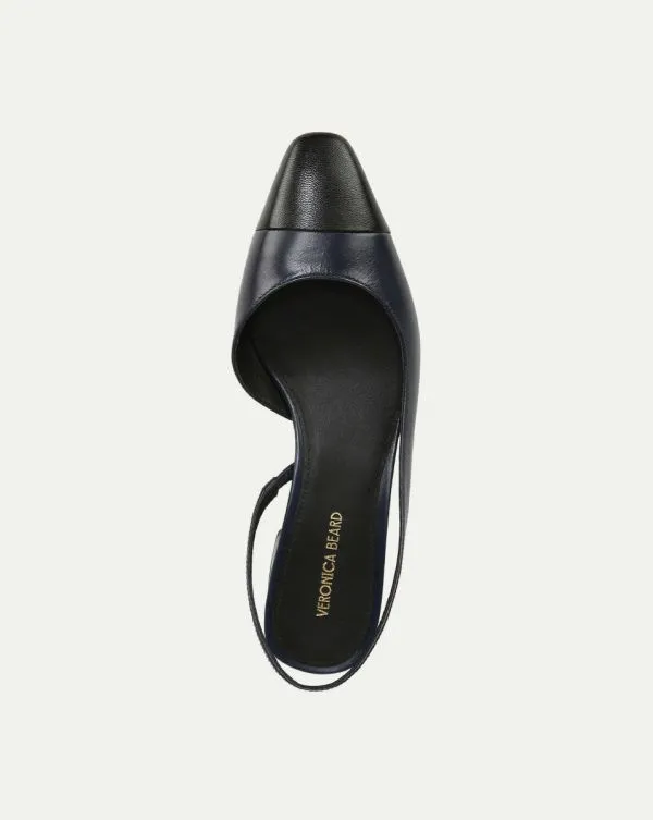 Cecile Leather CapToe Slingback Navyandblack Women Veronica Beard Shoes Cecile Leather CapToe Slingback Navyandblack Women Veronica Beard Shoes