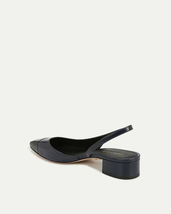 Cecile Leather CapToe Slingback Navyandblack Women Veronica Beard Shoes Cecile Leather CapToe Slingback Navyandblack Women Veronica Beard Shoes