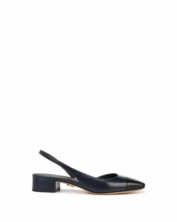 Cecile Leather CapToe Slingback Navyandblack Women Veronica Beard Shoes Cecile Leather CapToe Slingback Navyandblack Women Veronica Beard Shoes