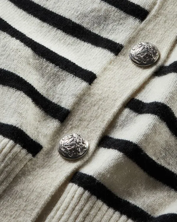Cheshire Cashmere Cardigan Offwhiteandblack Women Veronica Beard Sweaters