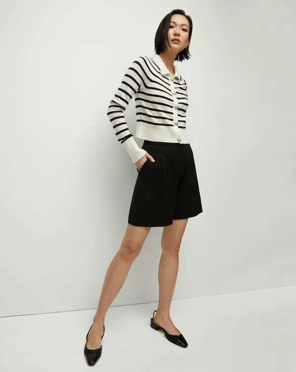 Cheshire Cashmere Cardigan Offwhiteandblack Women Veronica Beard Sweaters