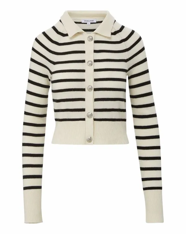 Cheshire Cashmere Cardigan Offwhiteandblack Women Veronica Beard Sweaters