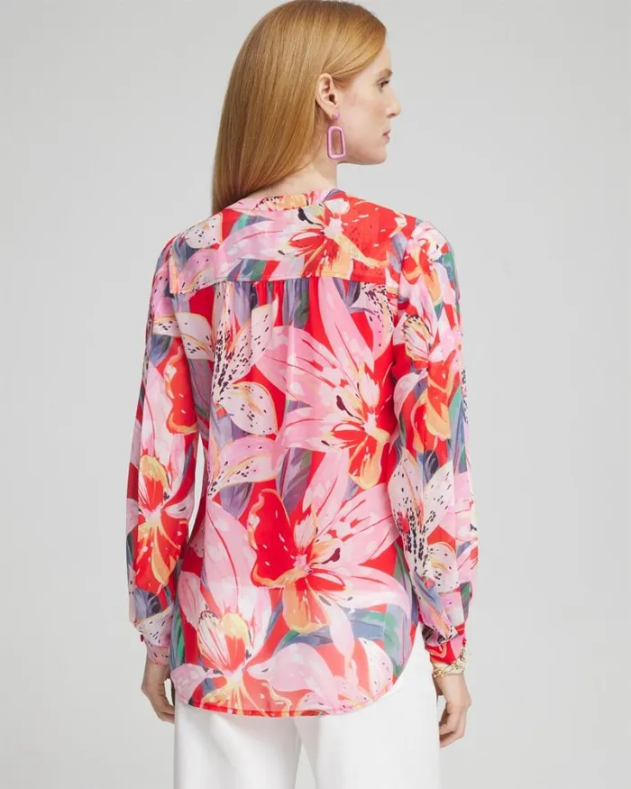 Chico039s Blouses and Shirts Floral Pleated Sleeve Blouse Watermelon Punch 8211 Clothing Chico039s Blouses and Shirts Floral Pleated Sleeve Blouse Watermelon Punch 8211 Clothing