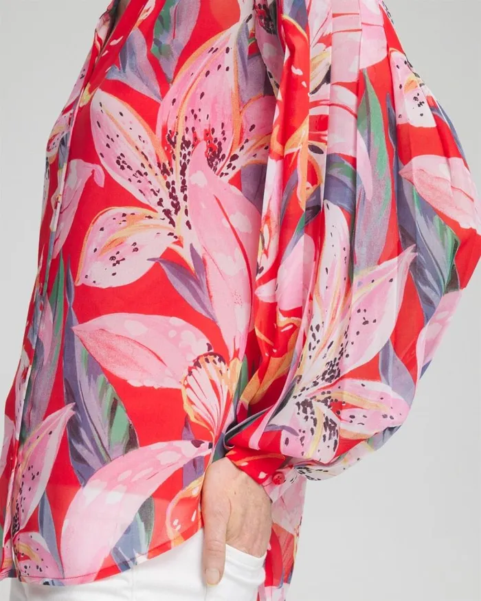 Chico039s Blouses and Shirts Floral Pleated Sleeve Blouse Watermelon Punch 8211 Clothing Chico039s Blouses and Shirts Floral Pleated Sleeve Blouse Watermelon Punch 8211 Clothing
