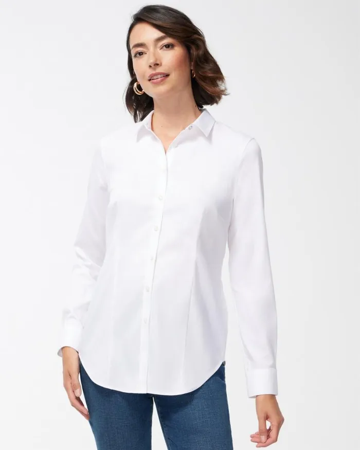 Chico039s Blouses and Shirts NoIron Fitted Stretch Shirt Optic White 8211 Clothing Chico039s Blouses and Shirts NoIron Fitted Stretch Shirt Optic White 8211 Clothing