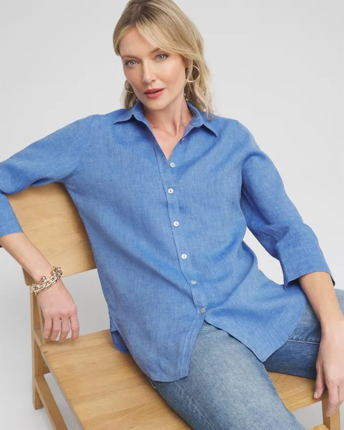 Chico039s Blouses and Shirts No Iron Linen 34 Sleeve Shirt Indigo 8211 Clothing Chico039s Blouses and Shirts No Iron Linen 34 Sleeve Shirt Indigo 8211 Clothing