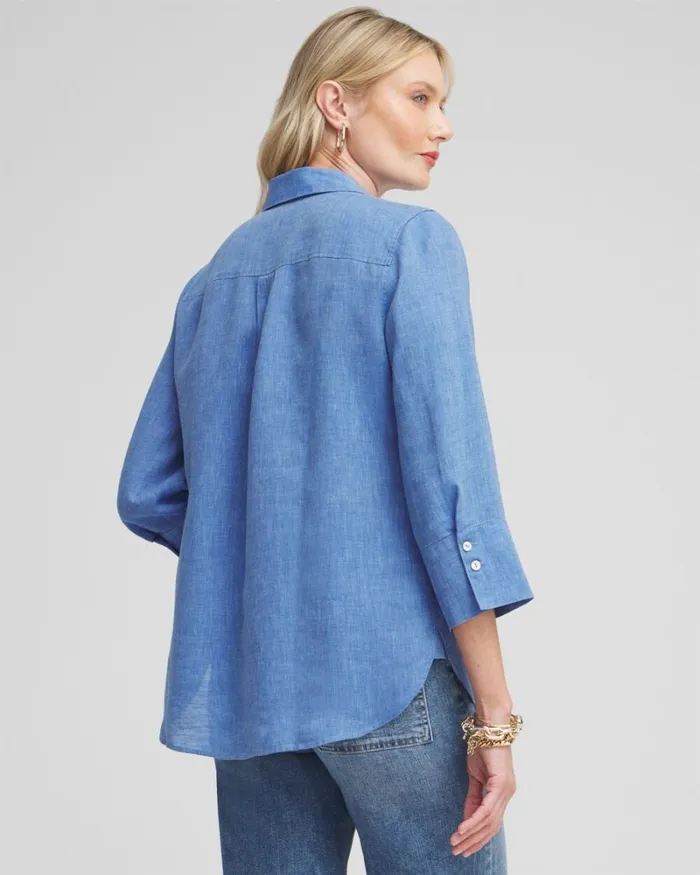 Chico039s Blouses and Shirts No Iron Linen 34 Sleeve Shirt Indigo 8211 Clothing Chico039s Blouses and Shirts No Iron Linen 34 Sleeve Shirt Indigo 8211 Clothing