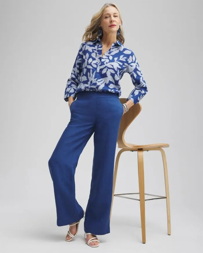 Chico039s Blouses and Shirts No Iron Linen Leaf 34 Sleeve Shirt Evening Eclipse 8211 Clothing Chico039s Blouses and Shirts No Iron Linen Leaf 34 Sleeve Shirt Evening Eclipse 8211 Clothing