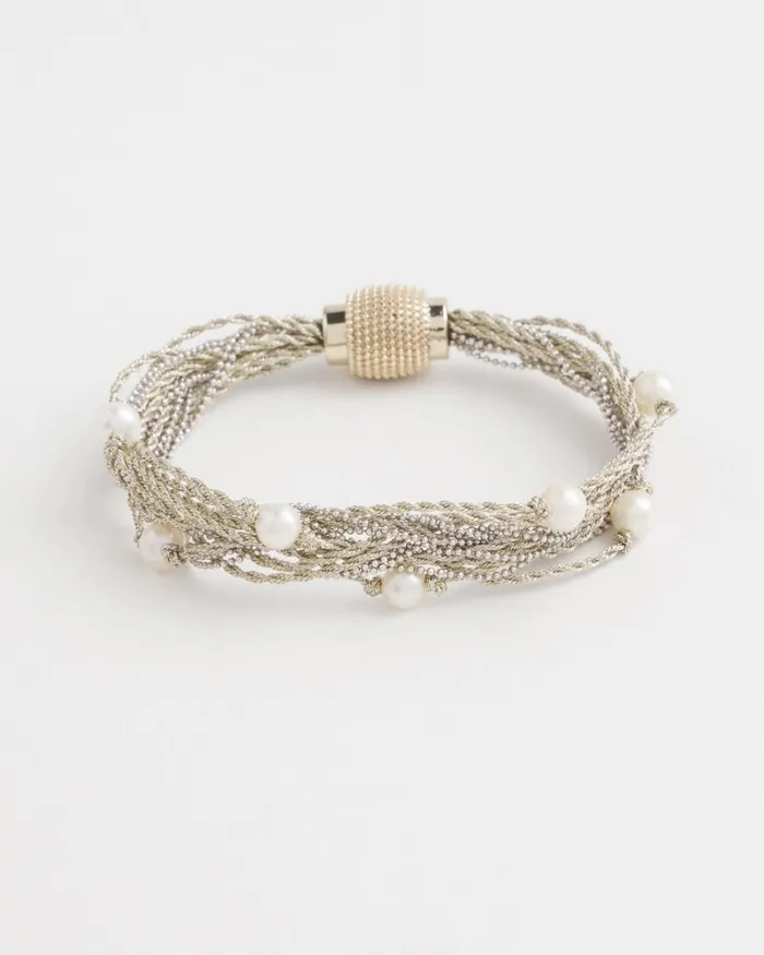 Chico039s Bracelets Fresh Water Pearl Magnetic Bracelet Silver 8211 Shoes and Accessories