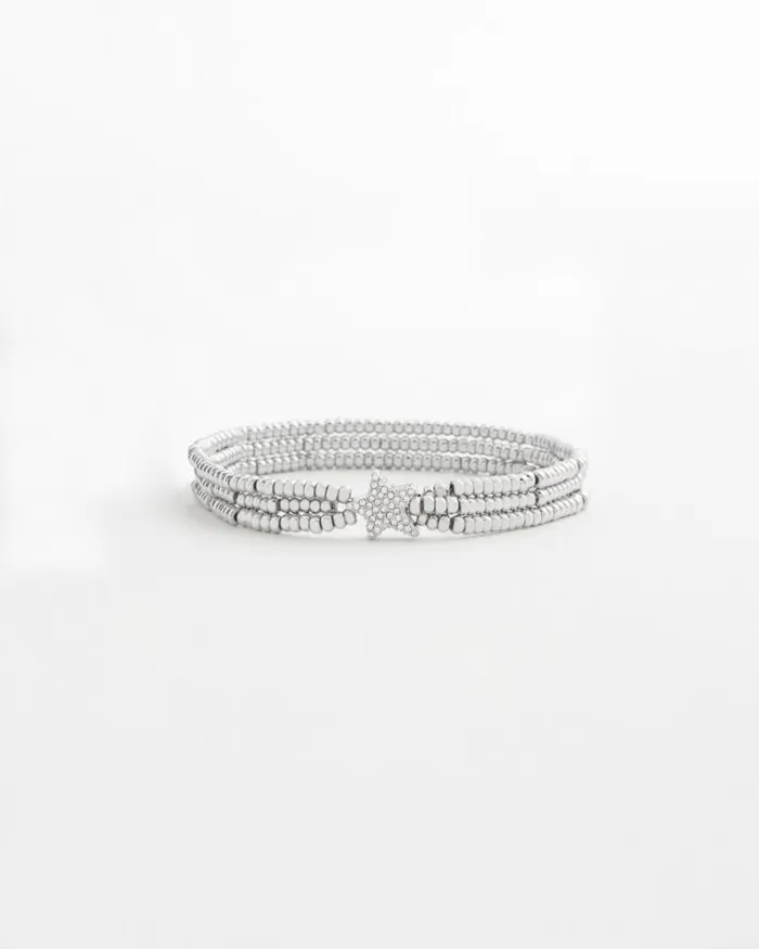Chico039s Bracelets Micro Pavu00E9 Star Stretch Bracelet Silver 8211 Shoes and Accessories Chico039s Bracelets Micro Pavu00E9 Star Stretch Bracelet Silver 8211 Shoes and Accessories
