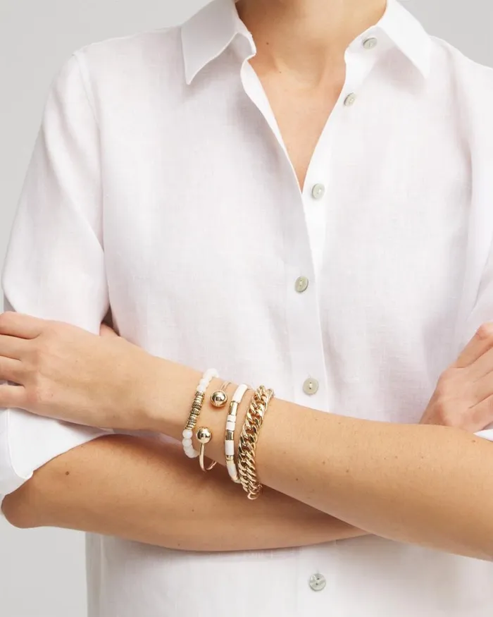 Chico039s Bracelets White Colorblock Stretch Bracelet Alabaster 8211 Shoes and Accessories Chico039s Bracelets White Colorblock Stretch Bracelet Alabaster 8211 Shoes and Accessories